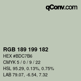 Color code: RGB 189 199 182 | qconv.com