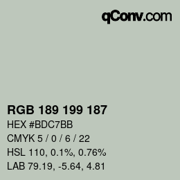 カラーコード: RGB 189 199 187 | qconv.com