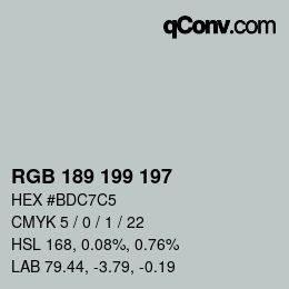 Código de color: RGB 189 199 197 | qconv.com