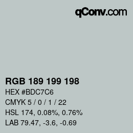 Color code: RGB 189 199 198 | qconv.com