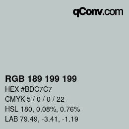 Color code: RGB 189 199 199 | qconv.com