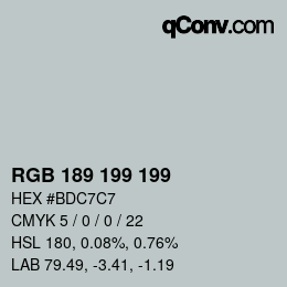 Color code: RGB 189 199 199 | qconv.com