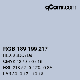 Color code: RGB 189 199 217 | qconv.com