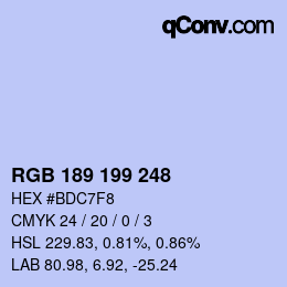 Color code: RGB 189 199 248 | qconv.com