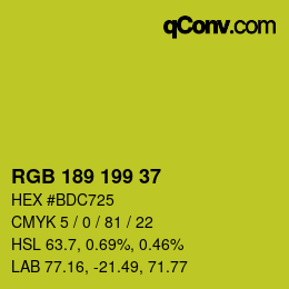 カラーコード: RGB 189 199 37 | qconv.com