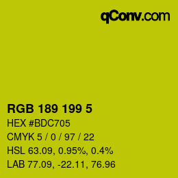 カラーコード: RGB 189 199 5 | qconv.com