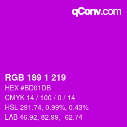 カラーコード: RGB 189 1 219 | qconv.com