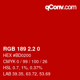 カラーコード: RGB 189 2.2 0 | qconv.com