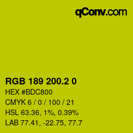 カラーコード: RGB 189 200.2 0 | qconv.com