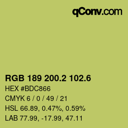 カラーコード: RGB 189 200.2 102.6 | qconv.com