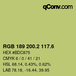 カラーコード: RGB 189 200.2 117.6 | qconv.com