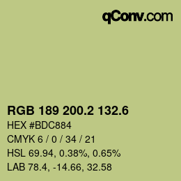カラーコード: RGB 189 200.2 132.6 | qconv.com