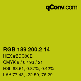 カラーコード: RGB 189 200.2 14 | qconv.com