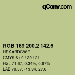 カラーコード: RGB 189 200.2 142.6 | qconv.com