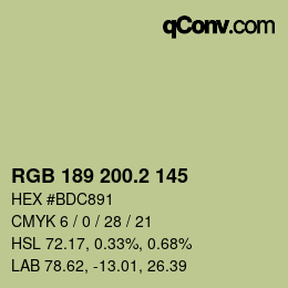 Color code: RGB 189 200.2 145 | qconv.com