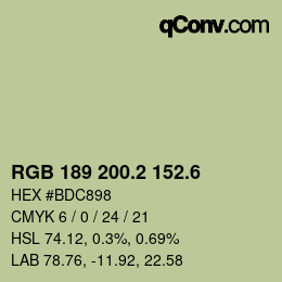 カラーコード: RGB 189 200.2 152.6 | qconv.com