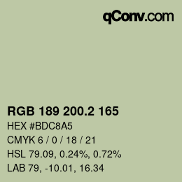 カラーコード: RGB 189 200.2 165 | qconv.com