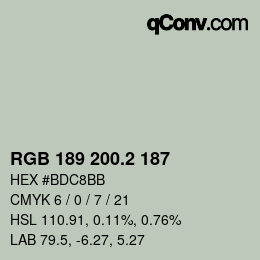 カラーコード: RGB 189 200.2 187 | qconv.com