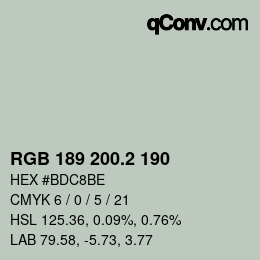 Color code: RGB 189 200.2 190 | qconv.com