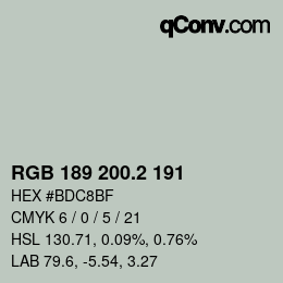 カラーコード: RGB 189 200.2 191 | qconv.com