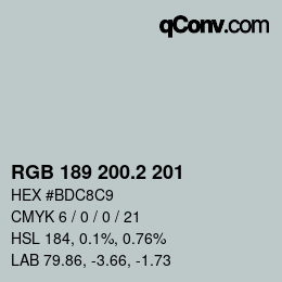カラーコード: RGB 189 200.2 201 | qconv.com