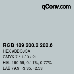 カラーコード: RGB 189 200.2 202.6 | qconv.com