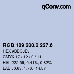 カラーコード: RGB 189 200.2 227.6 | qconv.com