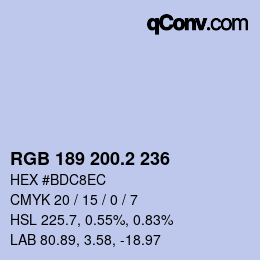 カラーコード: RGB 189 200.2 236 | qconv.com