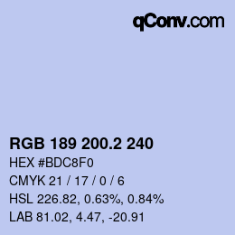 カラーコード: RGB 189 200.2 240 | qconv.com