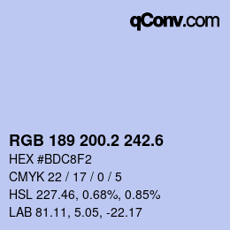 カラーコード: RGB 189 200.2 242.6 | qconv.com