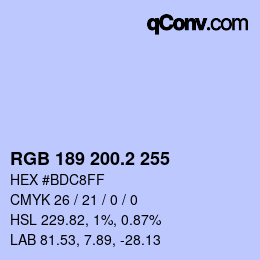 カラーコード: RGB 189 200.2 255 | qconv.com