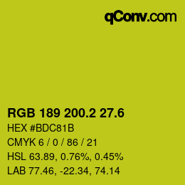 カラーコード: RGB 189 200.2 27.6 | qconv.com