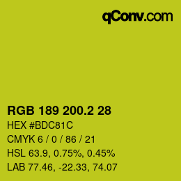 カラーコード: RGB 189 200.2 28 | qconv.com