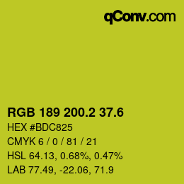 カラーコード: RGB 189 200.2 37.6 | qconv.com