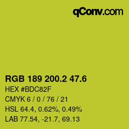 カラーコード: RGB 189 200.2 47.6 | qconv.com