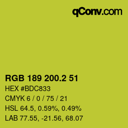 カラーコード: RGB 189 200.2 51 | qconv.com