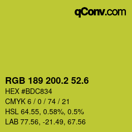カラーコード: RGB 189 200.2 52.6 | qconv.com