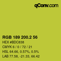 カラーコード: RGB 189 200.2 56 | qconv.com