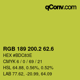 カラーコード: RGB 189 200.2 62.6 | qconv.com
