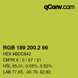 カラーコード: RGB 189 200.2 66 | qconv.com
