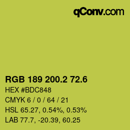 カラーコード: RGB 189 200.2 72.6 | qconv.com