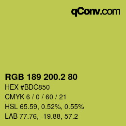 カラーコード: RGB 189 200.2 80 | qconv.com
