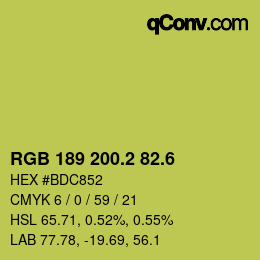カラーコード: RGB 189 200.2 82.6 | qconv.com