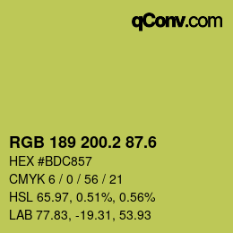 カラーコード: RGB 189 200.2 87.6 | qconv.com