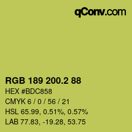 カラーコード: RGB 189 200.2 88 | qconv.com