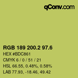 カラーコード: RGB 189 200.2 97.6 | qconv.com