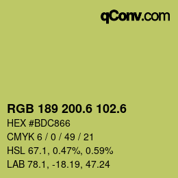カラーコード: RGB 189 200.6 102.6 | qconv.com