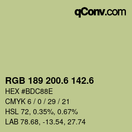 カラーコード: RGB 189 200.6 142.6 | qconv.com