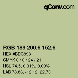カラーコード: RGB 189 200.6 152.6 | qconv.com
