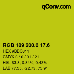 カラーコード: RGB 189 200.6 17.6 | qconv.com